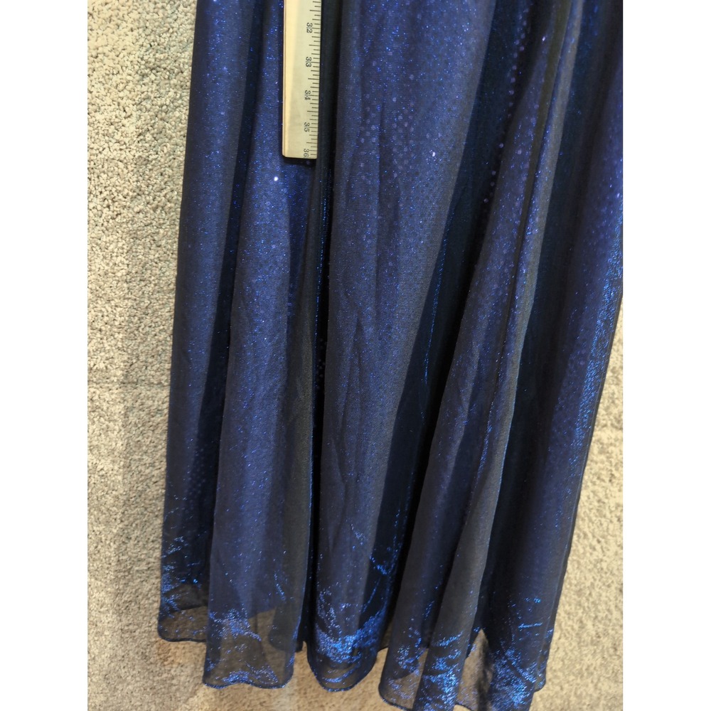 Betsy & Adam Vintage Blue Sequin Gown Rhinestone Strap Formal Dress Size 12 - Picture 3 of 12